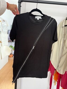 Black Zip-Accent Short Sleeve Tee